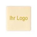Schokoaufleger, 3x3 cm, weiß, Logo gold, 1008 St.