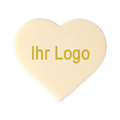 Schokoaufleger "Herz", weiß, Logo gold, 1008 St.