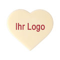 Schokoaufleger "Herz", weiß, Logo rot, 336 St.