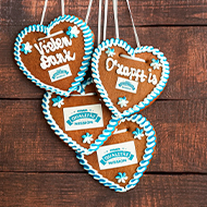 Lebkuchenherzen ♥ allerlei Sprüche, Farben & Größen oder mit Ihrem Branding