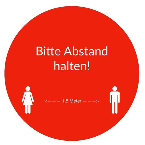 Bodenaufkleber rund, Bitte Abstand halten