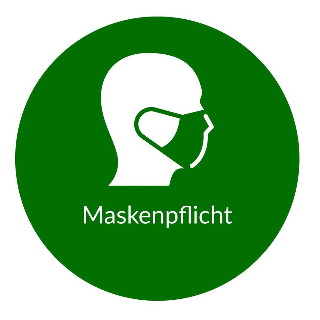 Bodenaufkleber, Maskenpflicht