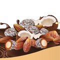 Datteln mit Mandeln, Schokolade und Kokosraspeln