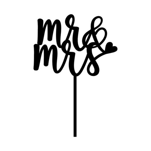 Cake-Topper "Mr&Mrs" Schwarz, Acryl