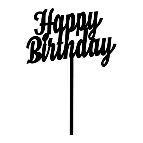 Cake-Topper "Happy Birthday" Größe 2, Schwarz