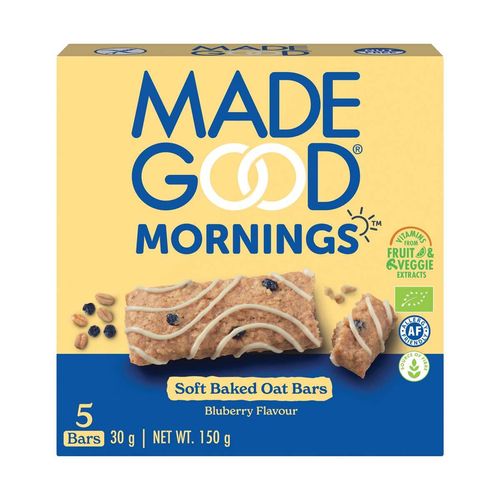 MadeGood Bio Mornings Soft Baked Oat Bar Blueberry