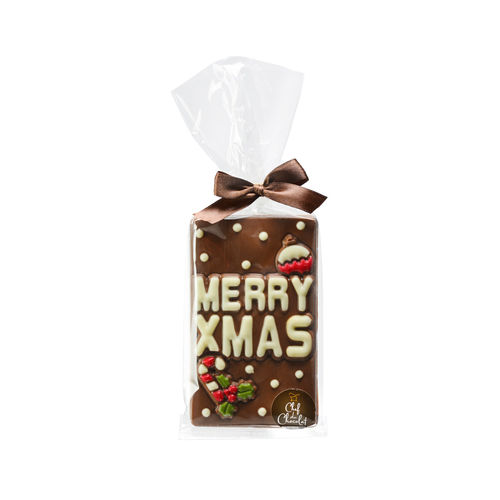 Schoko-Relieftafel "Merry Xmas", einzeln verpackt