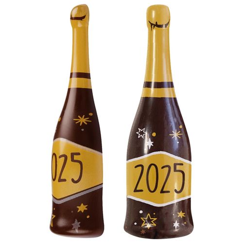 Champagner-Flasche "2025", dunkle Schokolade