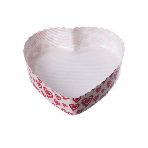 Papier-Backform "Herz", weiß/rot