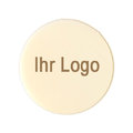 Schokoaufleger, Ø 3 cm, weiß, Logo braun, 2016 St.
