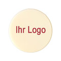 Schokoaufleger, Ø 3 cm, weiß, Logo rot, 2016 St.