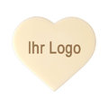 Schokoaufleger "Herz", weiß, Logo braun, 1008 St.