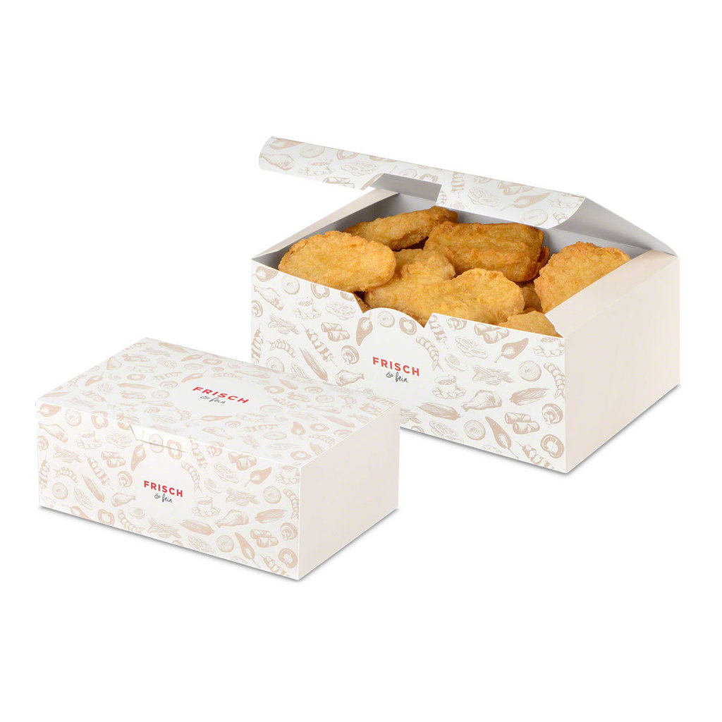 Snack-Faltbox "FRISCH & fein", 13,6 x 9,2 x 5 cm