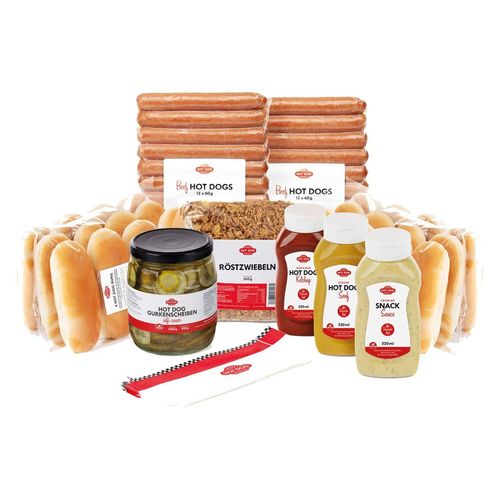 Mischkarton Hot Dog-Paket "dänische Art", 24 Stück