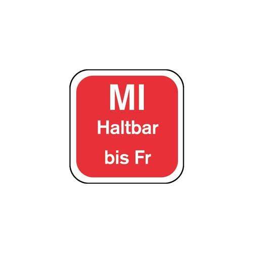 Tagesetiketten "MI Haltbar bis Fr"