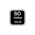 Tagesetiketten "SO Haltbar bis Di"