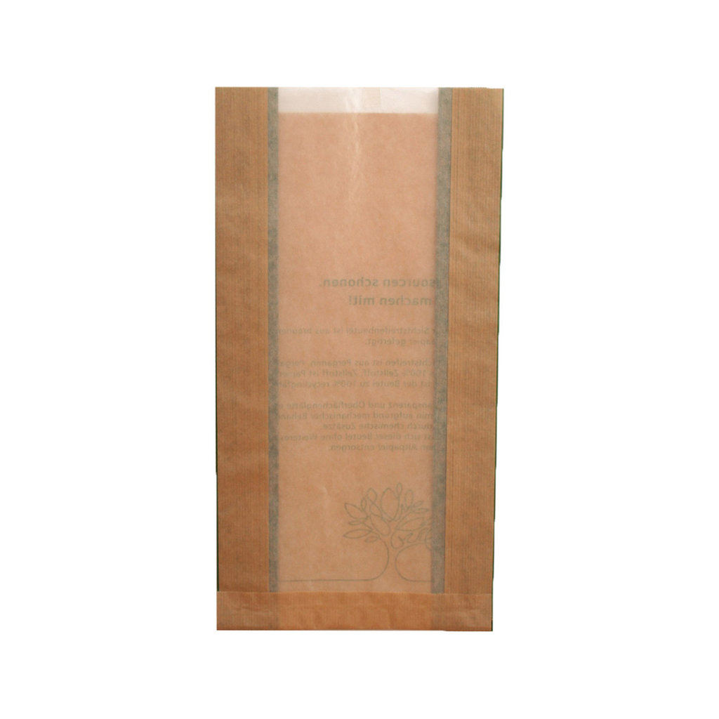 Sichtstreifenbeutel Kraftpapier, 16 x 7 x 31 cm
