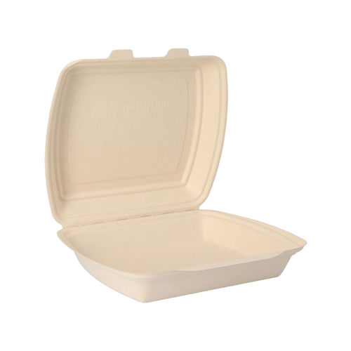 Bagasse Menübox natur, ungeteilt 24x19,5x7,2 cm