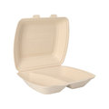 Bagasse Menübox natur, 2-geteilt 24x19,5x7,2 cm