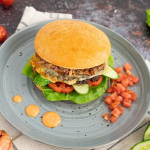 FF-Gourmet Burger rund, geschnitten & vegan FF-Gourmet Burger rund, geschnitten & vegan