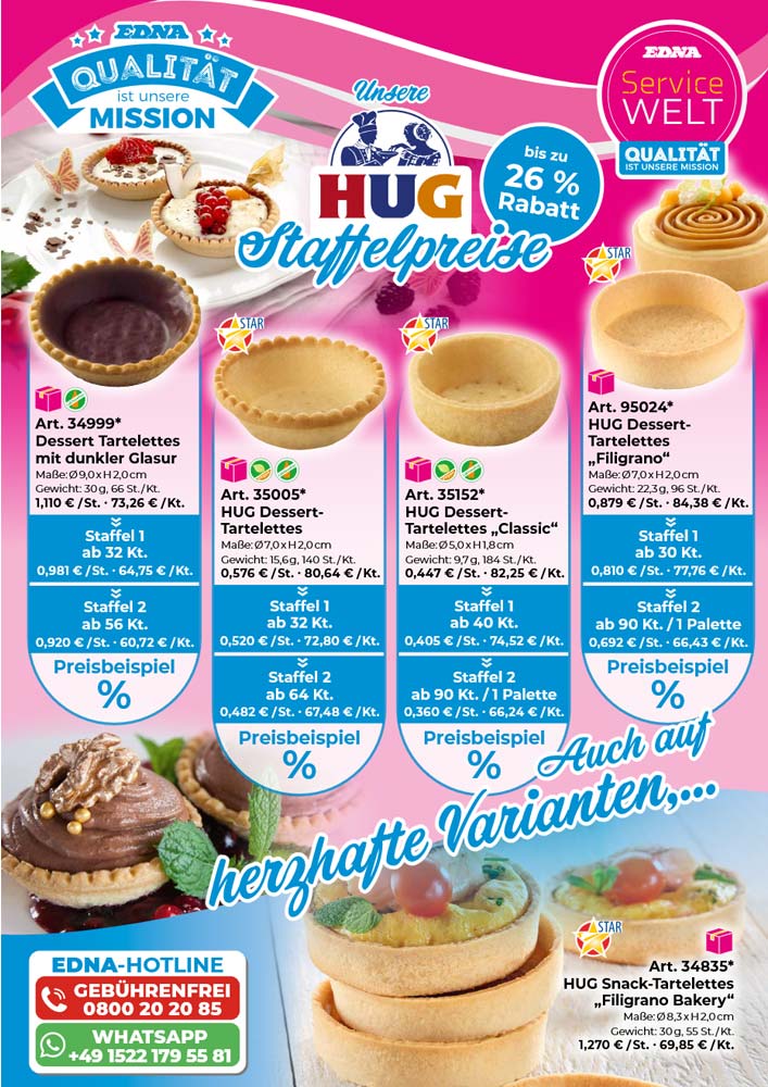 Preisliste HUG Tartelettes